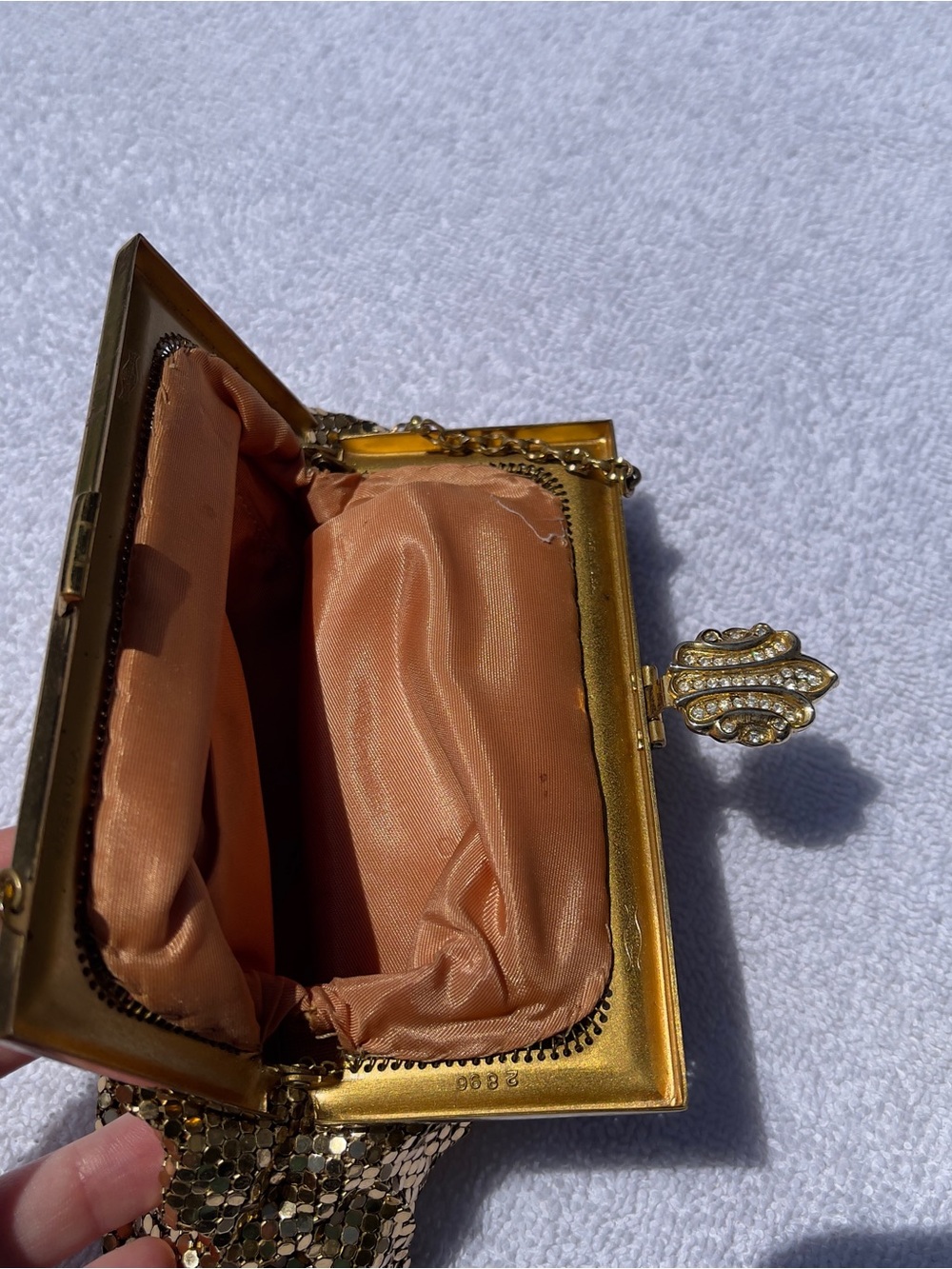 Whiting & Davis Vintage Set Gold Metal Mesh Evening Bag Matching Coin Purse - Picture 6 of 16
